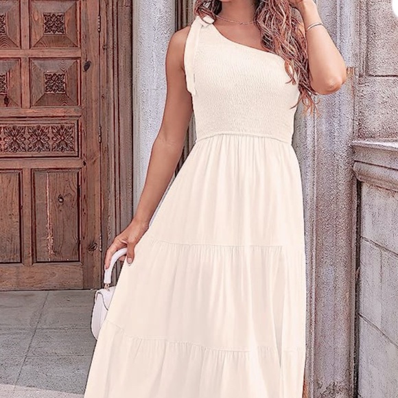 White Ivory  Dress One Shoulder - Picture 3 of 6